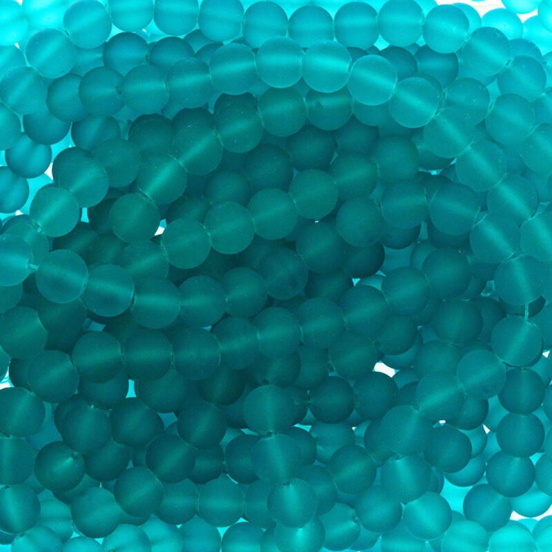 Koraliki szklane na bransoletki kulki 10mm matowe turkusowe 85 sztuk Sea Glass SZSG1016
