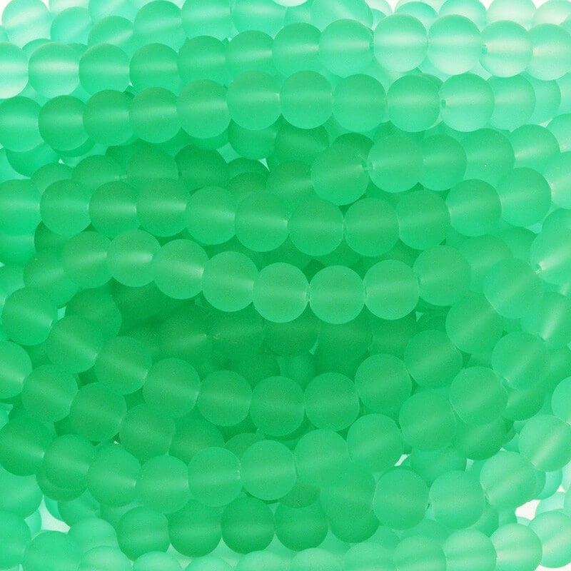 Glass beads for 10mm ball bracelets matte green 85 pieces Sea Glass SZSG1017