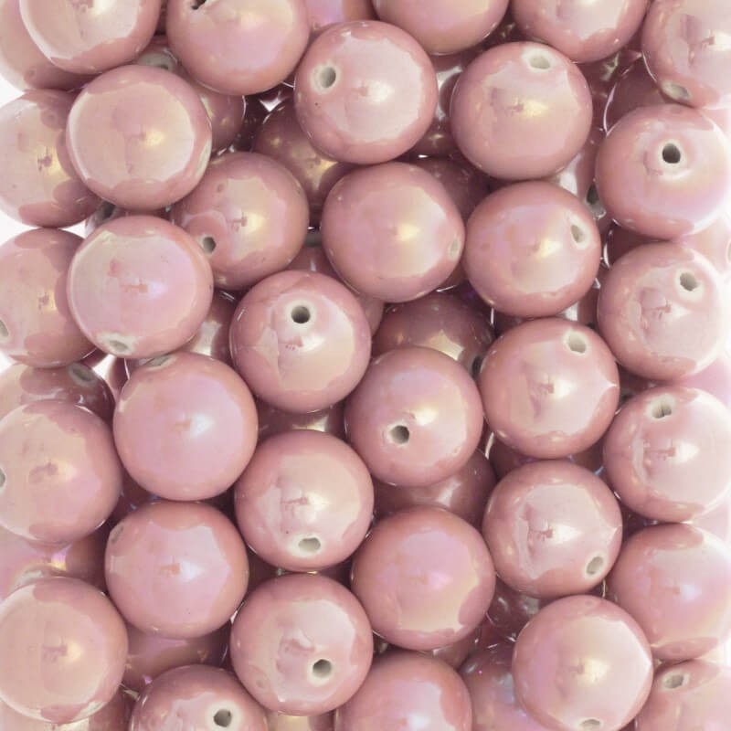 Ceramic beads 22mm balls pastel pink 1pc CKU22R08