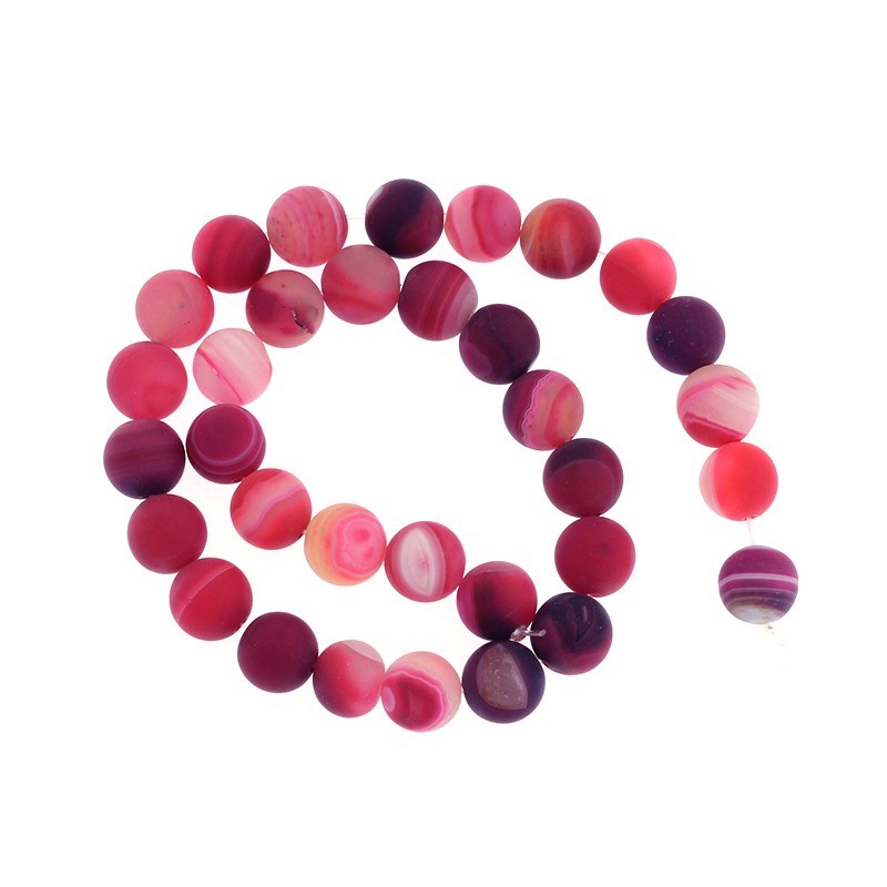 Agate beads matte pink balls 12mm 33pcs (string) KAAGM1203
