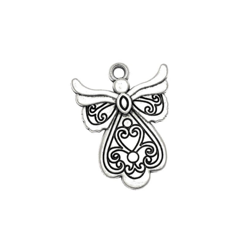 Flat angels pendants decorated with antique silver 18x23mm, 2 pcs AAT103