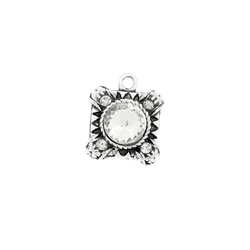 Zawieszki do bransoletek Chanel z kryształkami antyczne srebro 17x14x5mm 1szt AAT104A