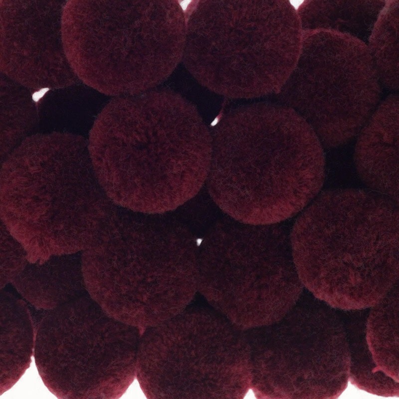 Pompons for jewelry 30mm dark claret 1pc FPO3007