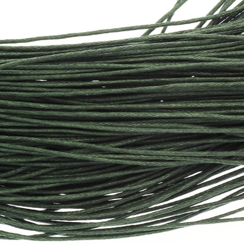 Cords for bracelets 72m, waxed cotton, green 1.2mm PWZWL12