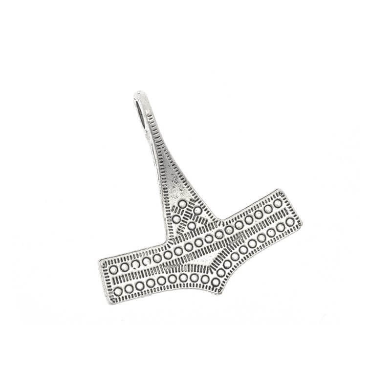 Thor's hammer, pendant 1 pc, antique silver 38x37x7mm AAT120