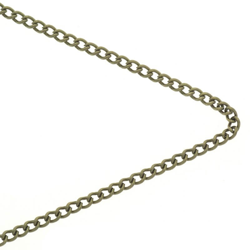 Fine oval twist chain, antique bronze 3.2x2x0.6, 1m LL152AB