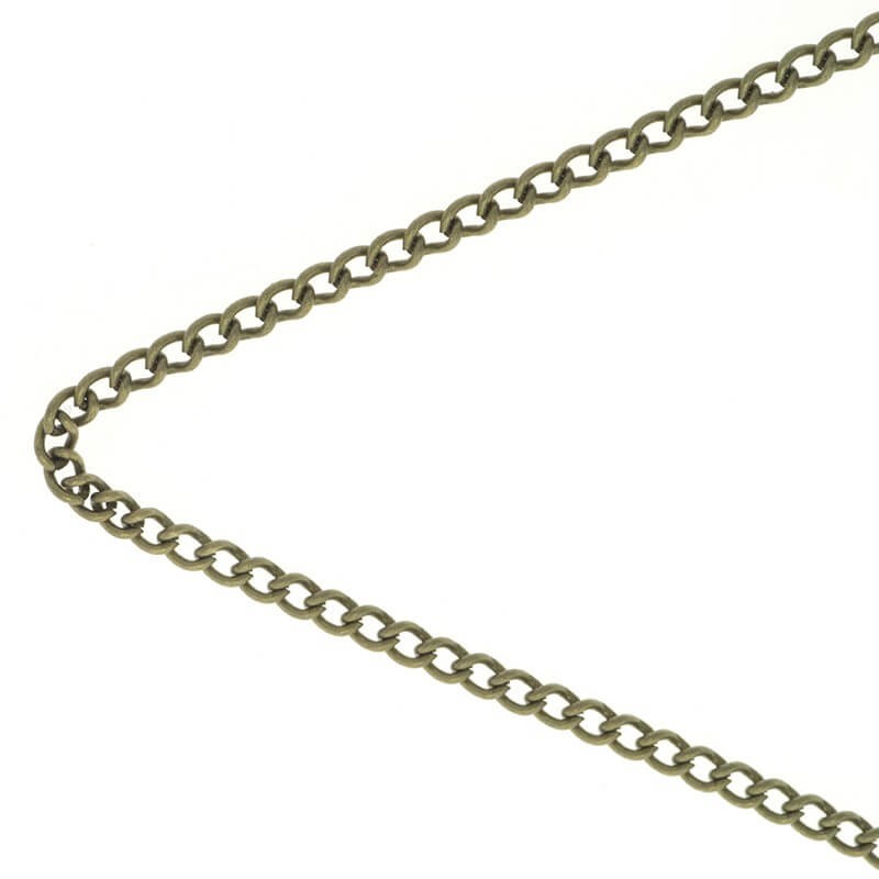 Fine oval twist chain, antique bronze 3.2x2x0.6, 1m LL152AB