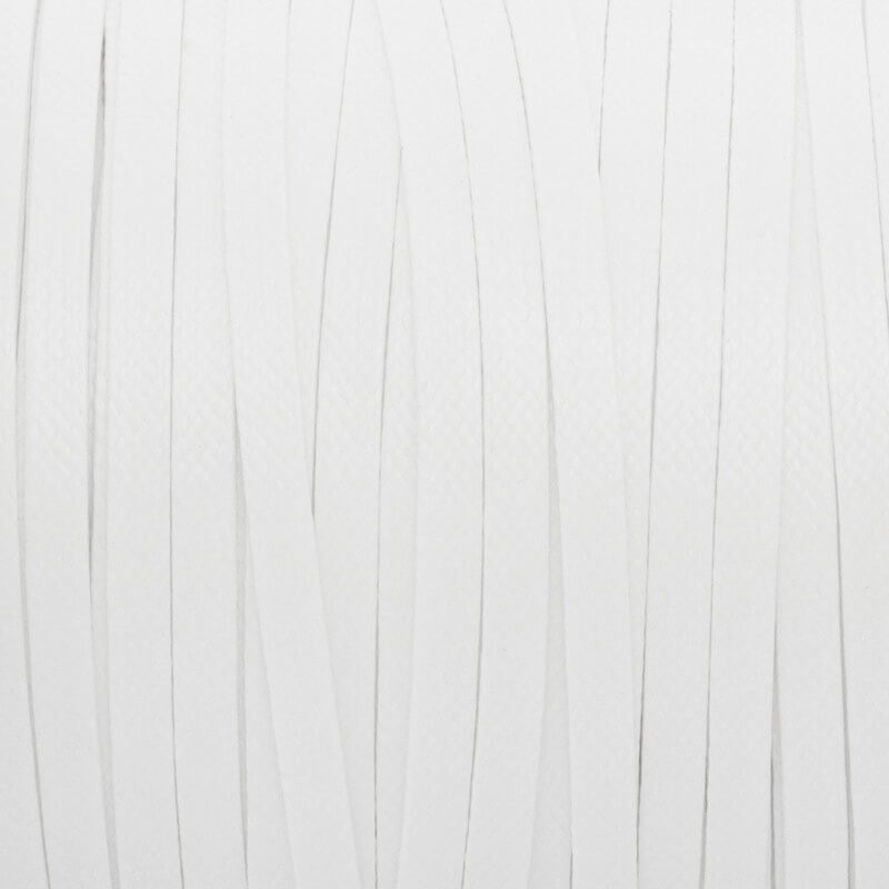Płaski sznurek jubilerski woskowany biały 4x1mm 1m PWP4012