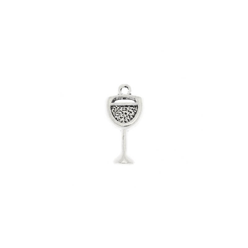 Glass pendant, antique silver, 19x9x2mm, 4 pieces AAT154