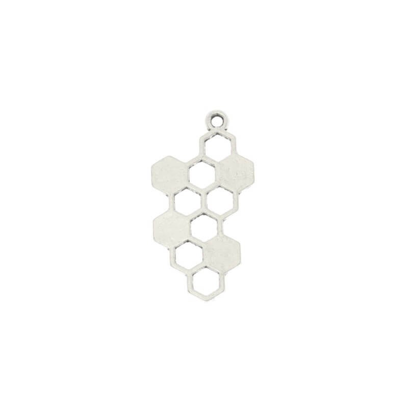 Honeycomb pendants antique silver 32x17x1.4mm 1pc AAT143