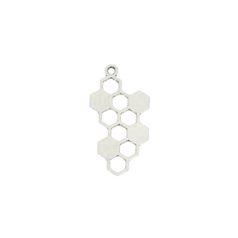 Honeycomb pendants antique silver 32x17x1.4mm 1pc AAT143