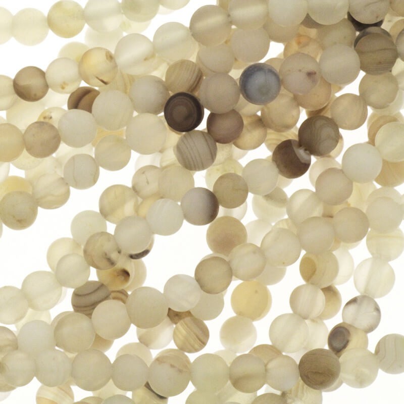 Agate beads matt gray 6mm balls 63pcs (string) KAAGM0613