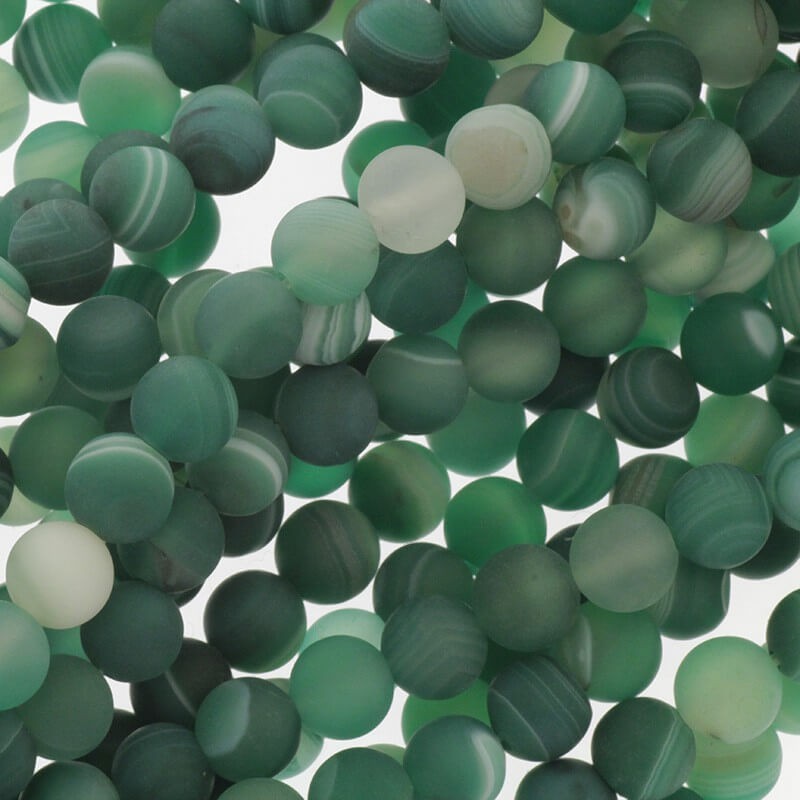 Agate beads matte green balls 8mm 46pcs (string) KAAGM0803