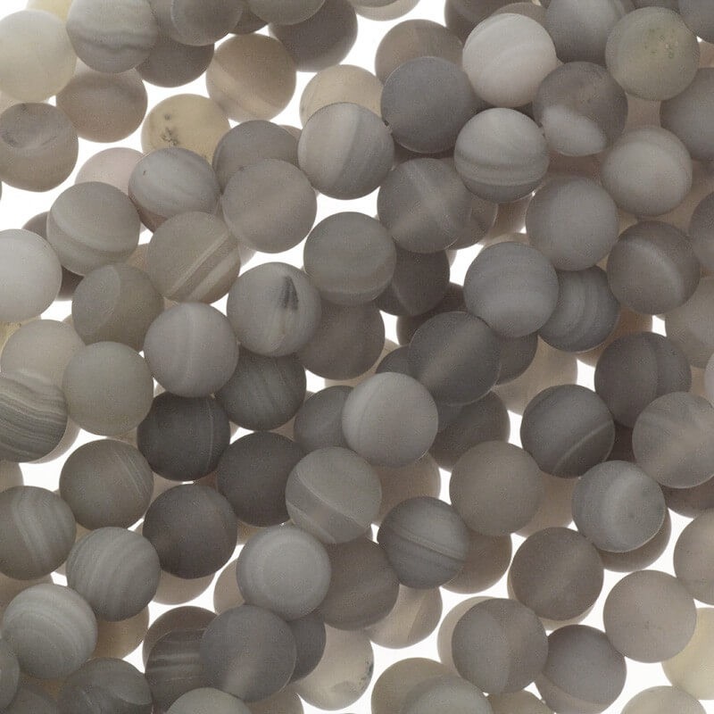 Agate beads matte gray balls 8mm 46pcs (string) KAAGM0807