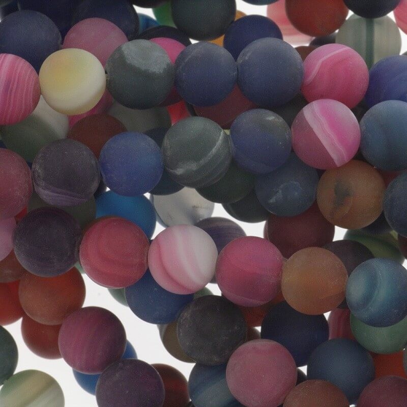 Matte agate beads multicolor balls 10mm 36pcs (cord) KAAGM1001