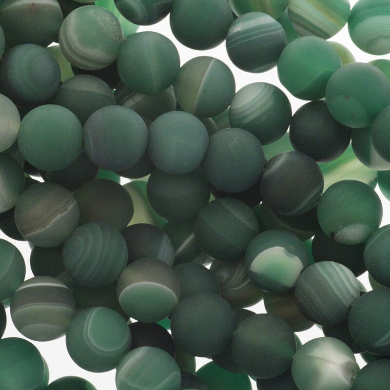 Agate beads matte green balls 10mm 36pcs (string) KAAGM1003