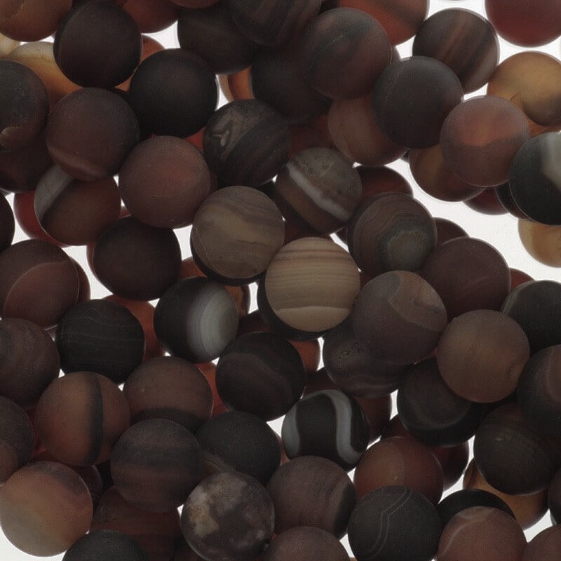 Koraliki agat matowy brązowy kulki 10mm 36szt (sznur) KAAGM1006