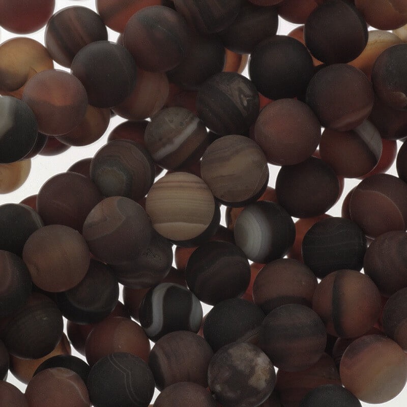 Koraliki agat matowy brązowy kulki 10mm 36szt (sznur) KAAGM1006