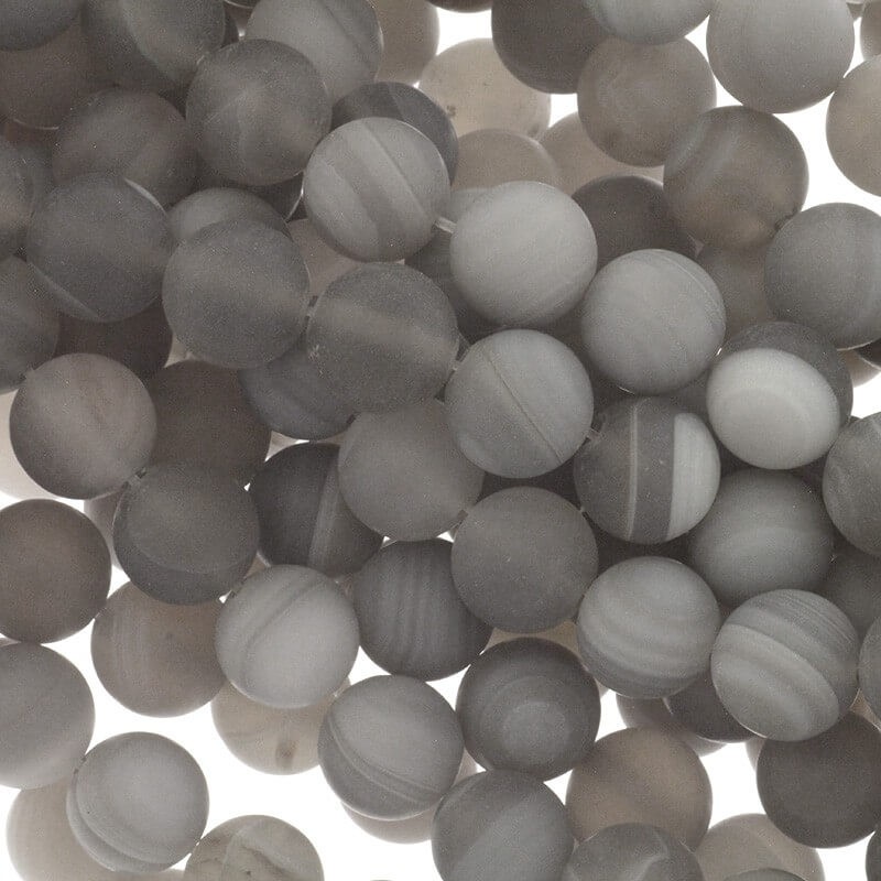 Agate beads matte gray balls 10mm 36pcs (string) KAAGM1007