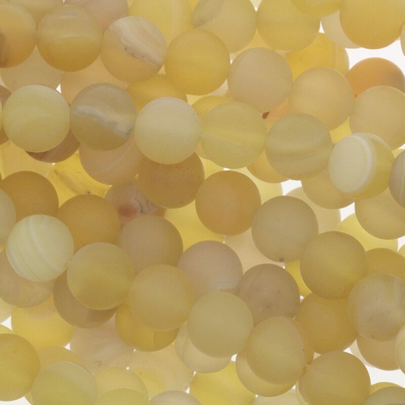 Matte agate beads lemon 10mm balls 36pcs (cord) KAAGM1010