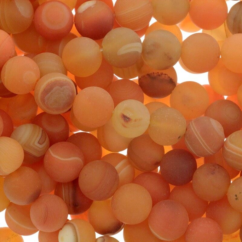 Koraliki agat matowy pomarańczowy kulki 10mm 36szt (sznur) KAAGM1011