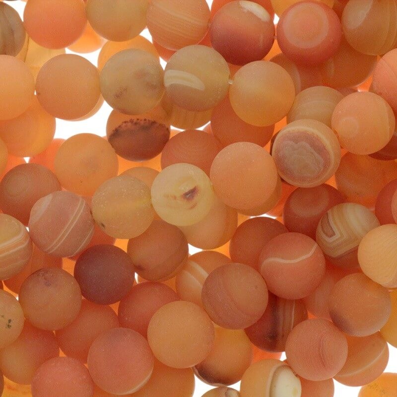 Agate beads matte orange balls 10mm 36pcs (string) KAAGM1011