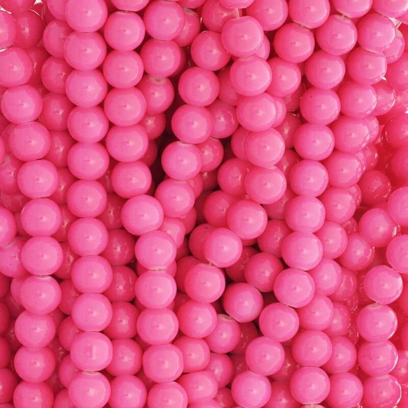 Milky beads intense pink 10mm / for bracelets / 86 pieces SZTP1027