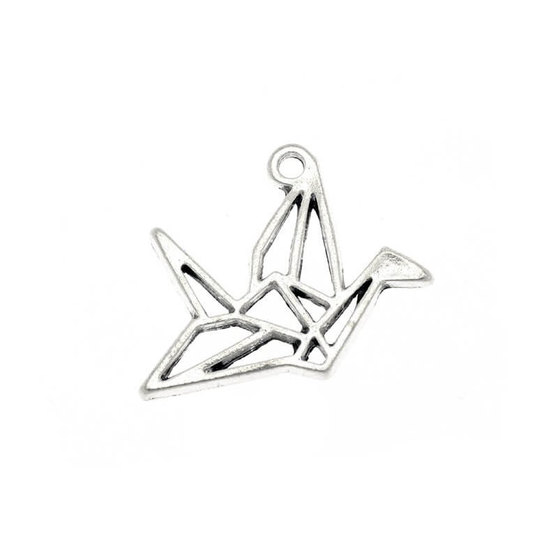 Origami pendants - cranes, 2 pcs, antique silver 29x21x1mm AAT199