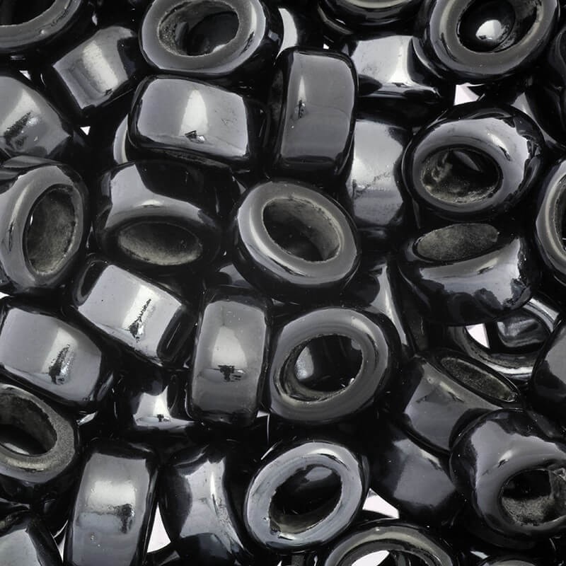 Black oval ceramic bracelet beads 16x13x9mm 1pc CIN18