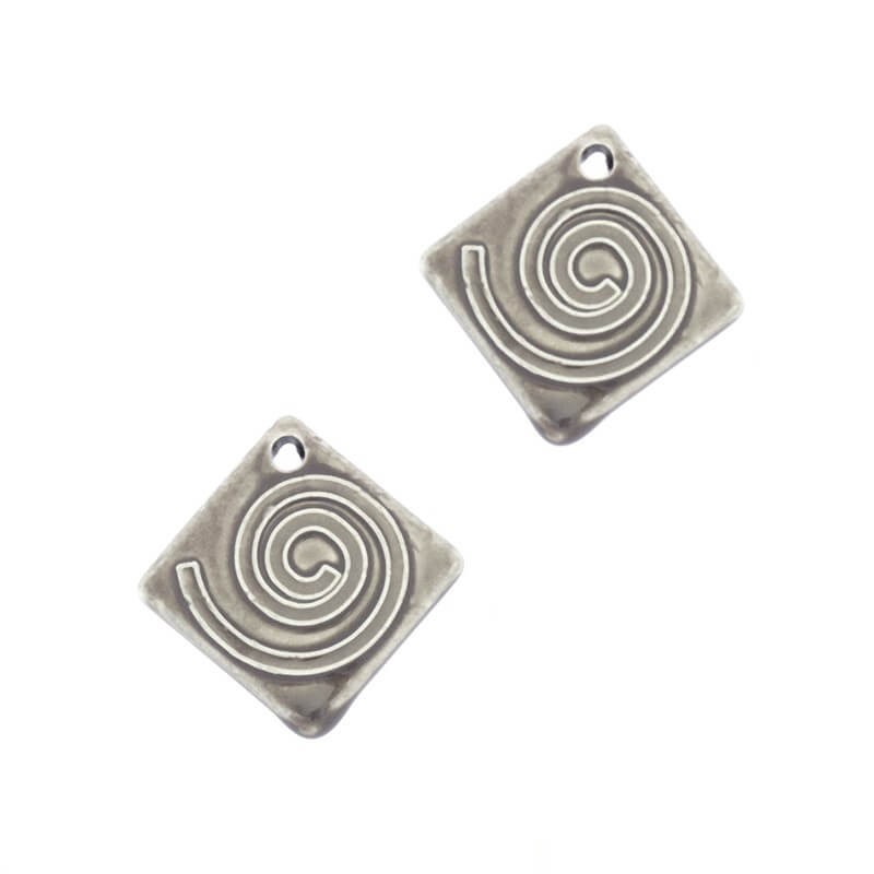 Ceramic spiral pendant locket square 30mm gray, 1 piece CIN69