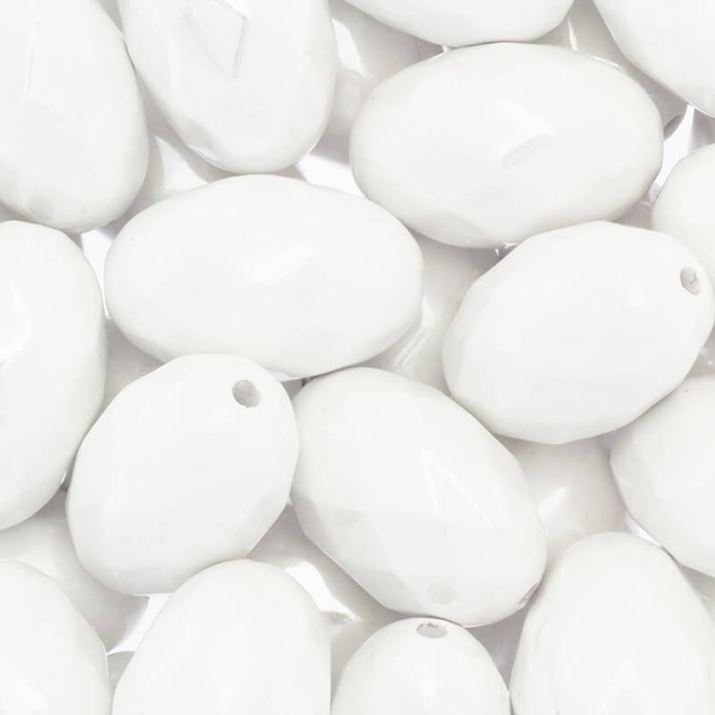 Koraliki fasetowane ceramiczne oliwki białe 27x18mm 1szt CIN42