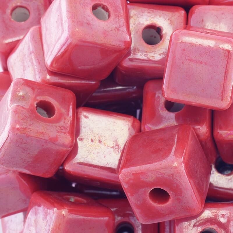 Ceramic cubes 14mm red 1pc CKO14C02