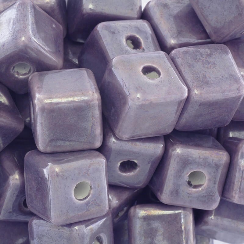 Ceramic cubes 14mm purple 1pc CKO14F