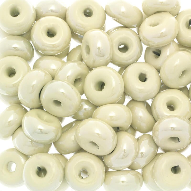 Ceramic beads / opony 22mm cream gold gloss 1pc COP22K05DA