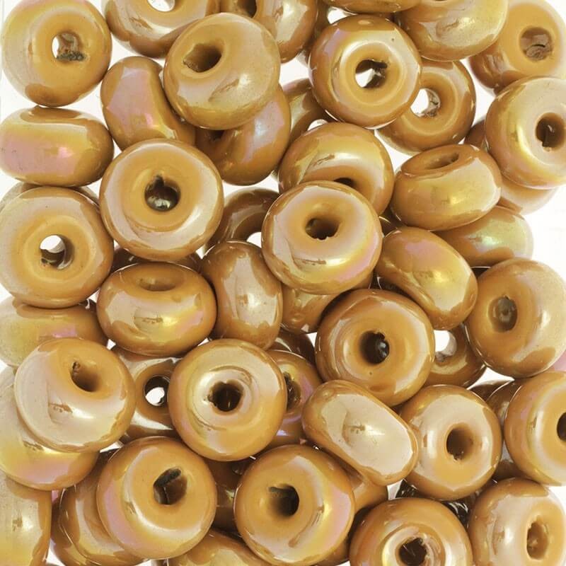 Ceramic beads / rings 22mm warm gold 1pc COP22K09DA