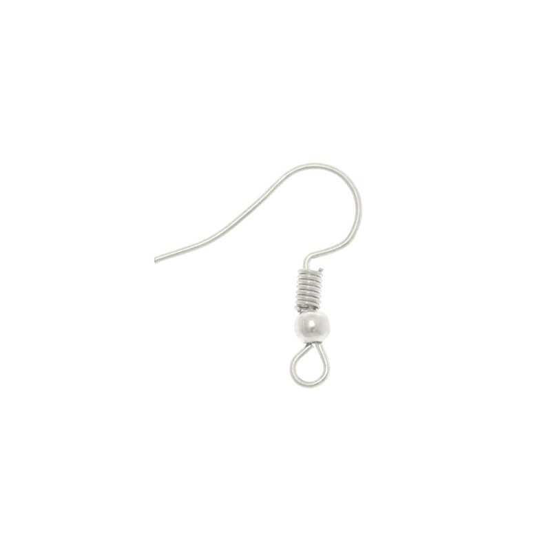 Earwires with a ball and a spring / antiallergic / platinum 100pcs 18x16mm BIG18PL
