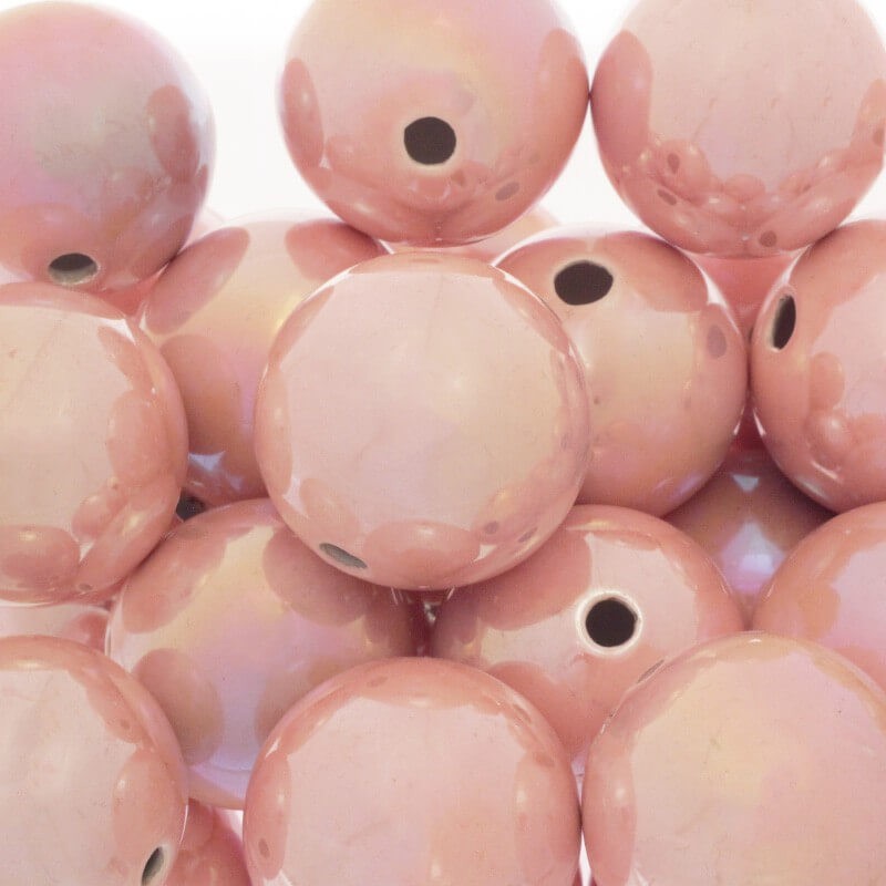 Hollow ceramic beads pink grapefruit 35mm 1pc CKU35R12DB