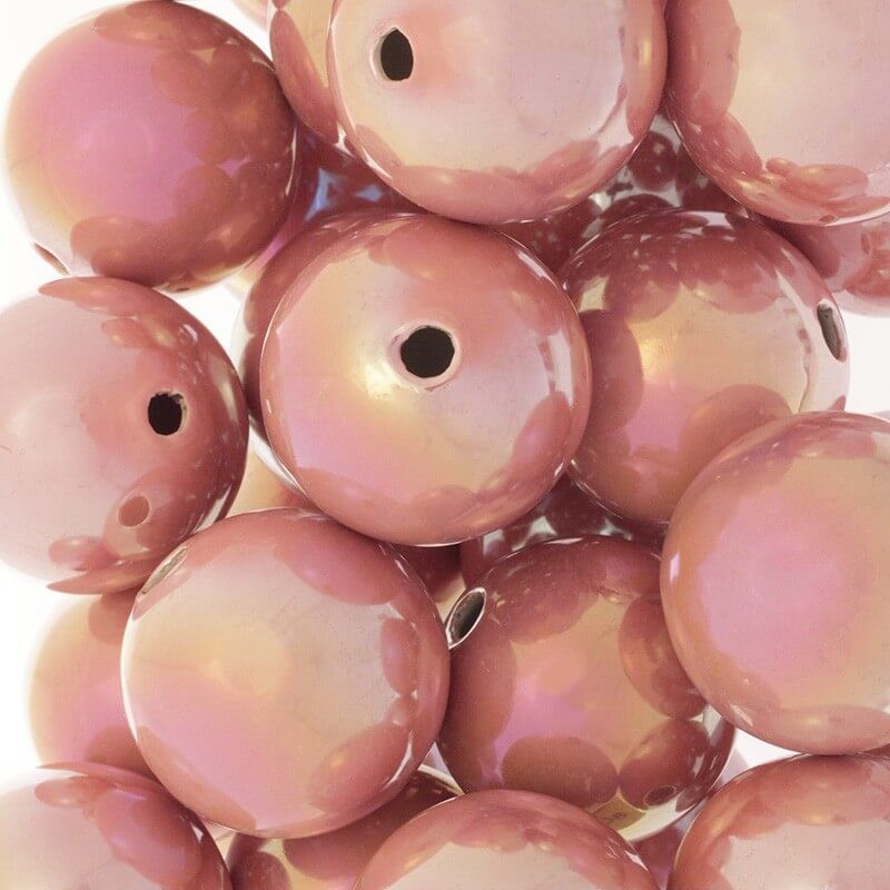 Hollow ceramic beads pink 35mm 1pc CKU35R08DB