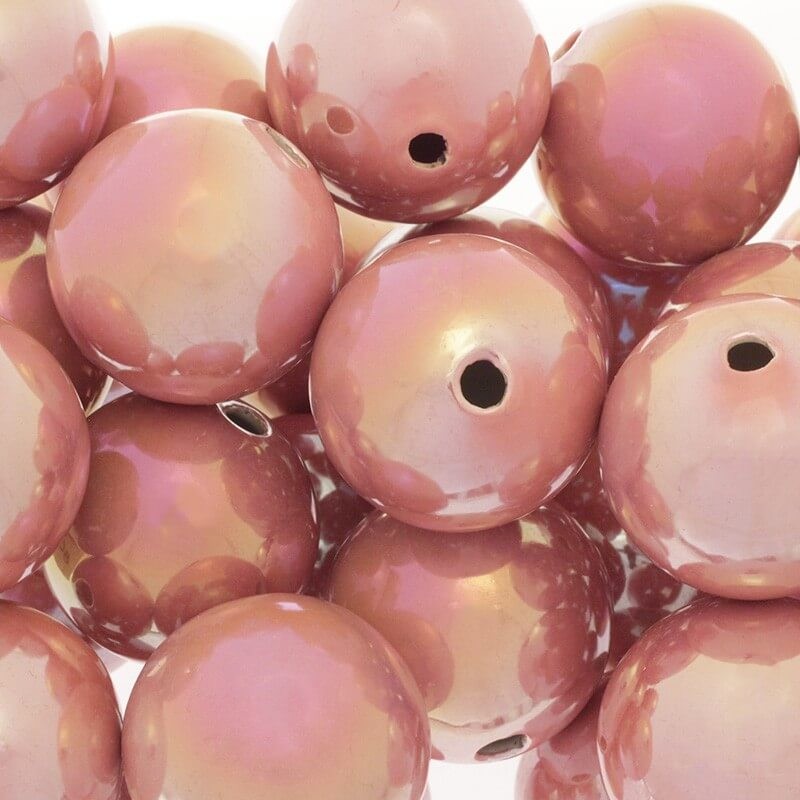 Hollow ceramic beads pink 35mm 1pc CKU35R08DB