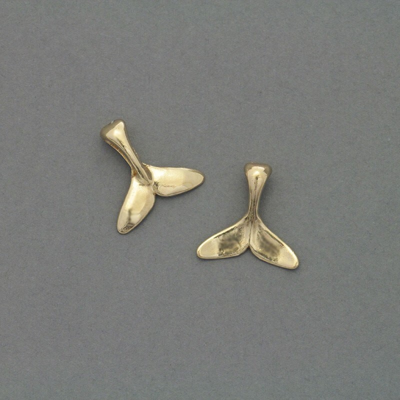 Whale tail pendants gold 16x16mm 2pcs AKG330