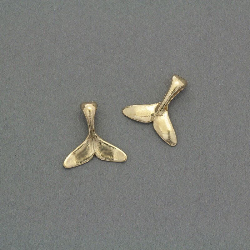Whale tail pendants gold 16x16mm 2pcs AKG330