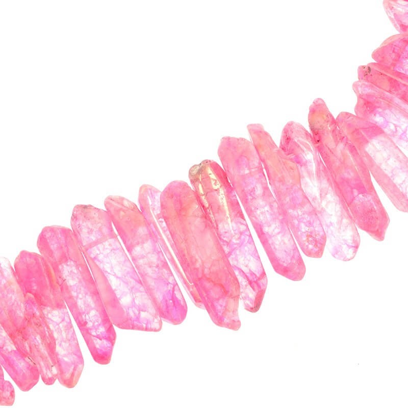 Mountain crystal faceted icicles 42mm-17mm fuchsia AB KAKR09
