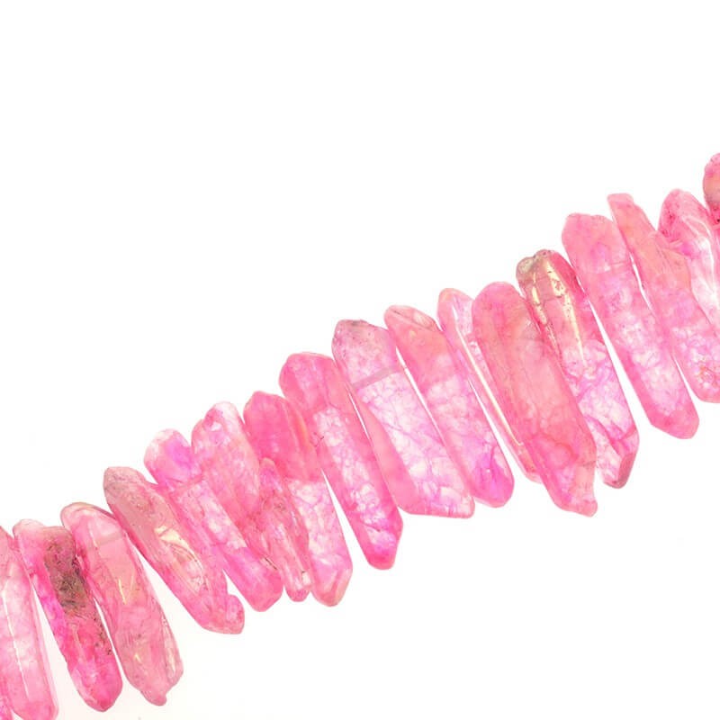 Mountain crystal faceted icicles 42mm-17mm fuchsia AB KAKR09