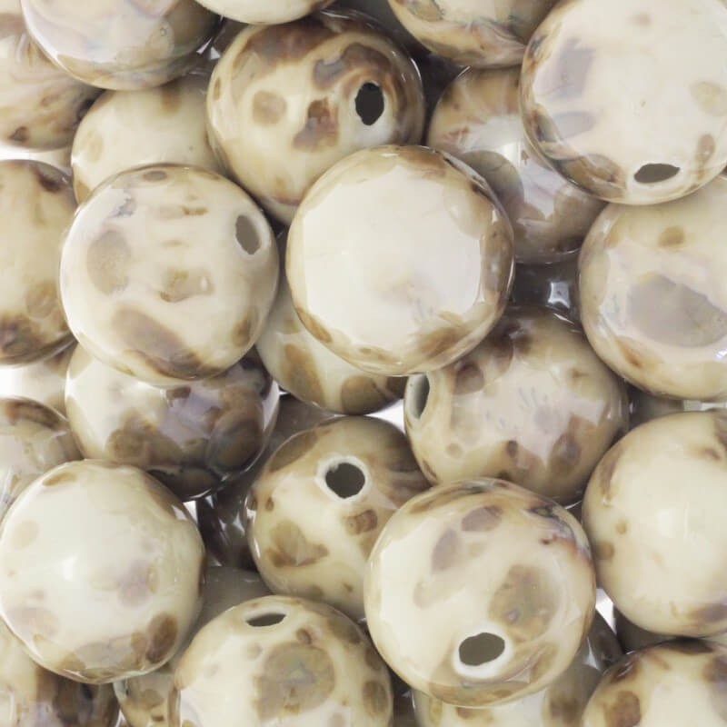 Ceramic beads / balls 28mm beige mix 1pc CKU28BMIXDA1