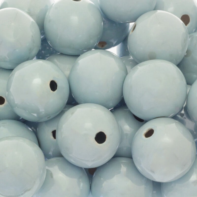 Ceramic beads / balls 28mm light blue iridescent 1pc CKU28N17DB