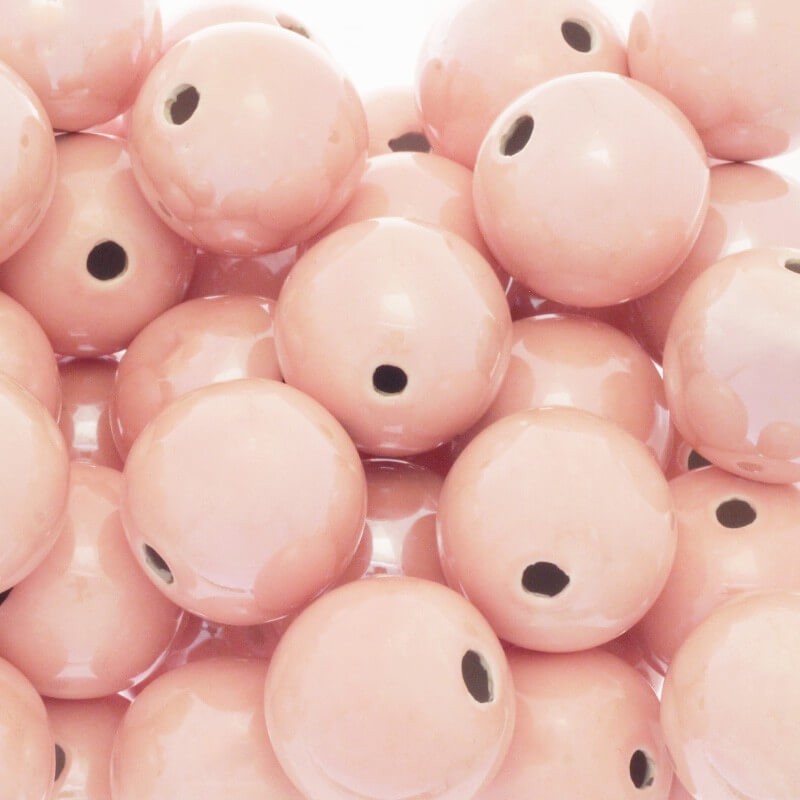Ceramic beads hollow balls 28mm pink grapefruit 1pc CKU28R12DA