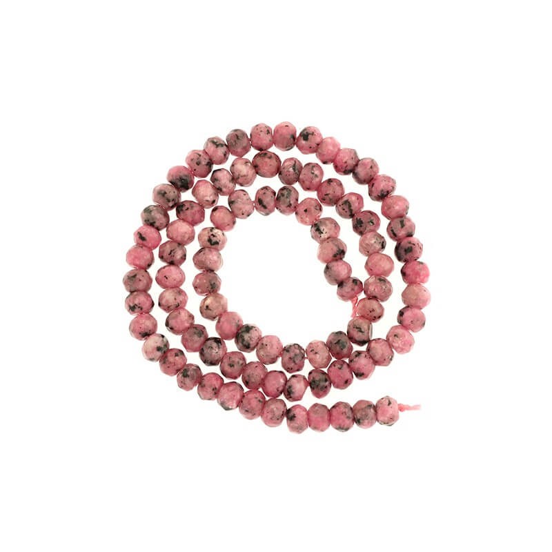 Rhodonite beads, faceted for bracelets 15pcs 6x4mm KAOS0609