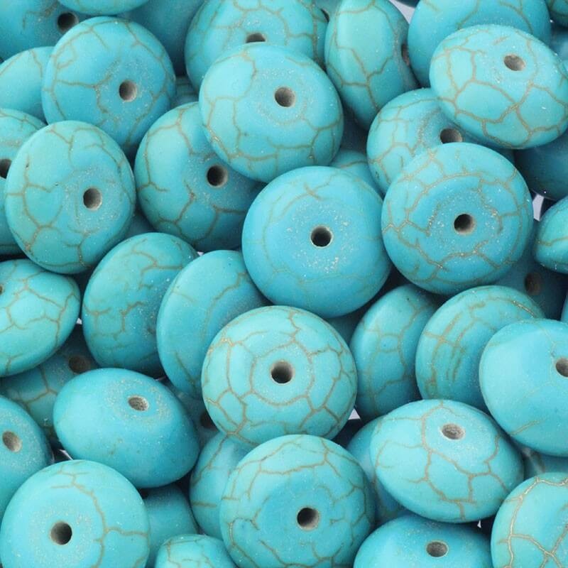Beads for bracelets disc turquoise 14x7mm 4pcs HOTUOP2