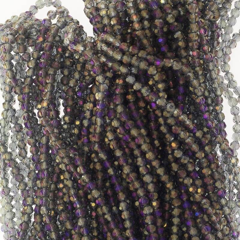 Crystal beads 4mm beads gray / purple chameleon 96pcs SZKRKU04029