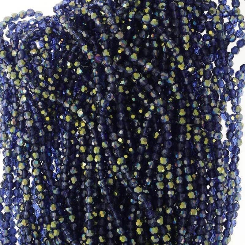 Crystal beads 4mm navy blue with gold 96pcs SZKRKU04044